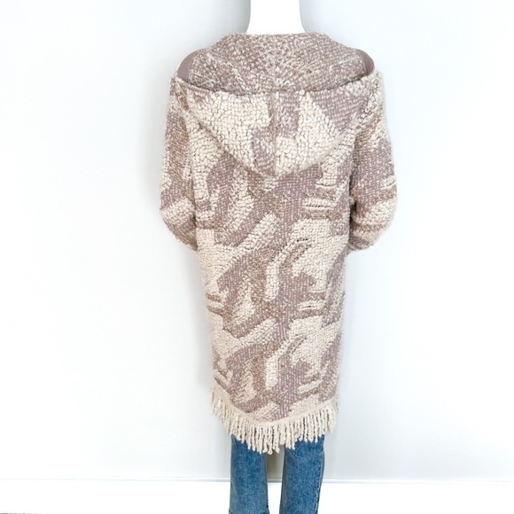 $870 NWT | Marc Cain | N2 Long Cardigan Hooded Knit Fringe Zip Up Wool Alpaca 6 - Picture 10 of 17